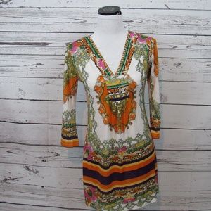 NWT Charlie Paige ornate medallion v-neck tunic